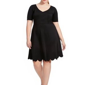 ❗5 For $2️⃣5️⃣ Bundle Sale❗️ Black Scuba-Knit Scalloped Hem Fit and Flare Dress